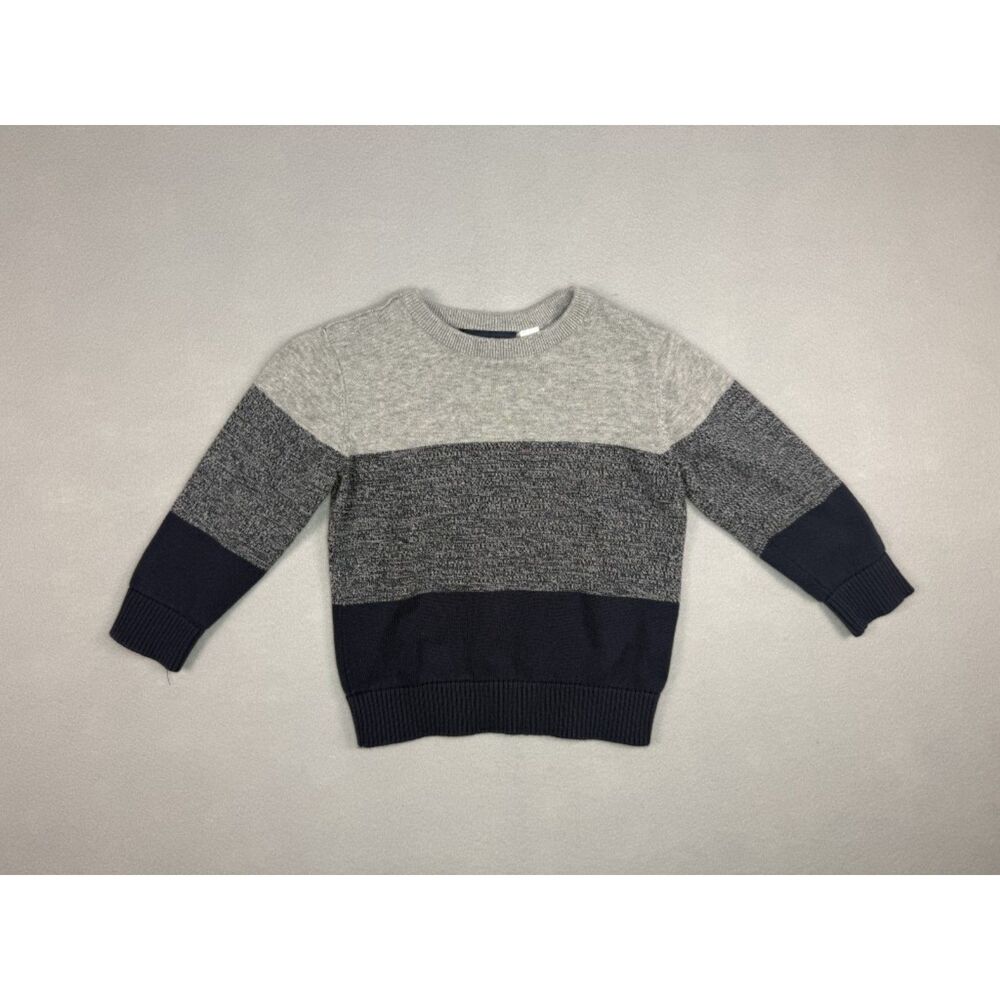 Children's Place Boys Gray & Navy Knit Sweater 100% Cotton Size 18-24 month